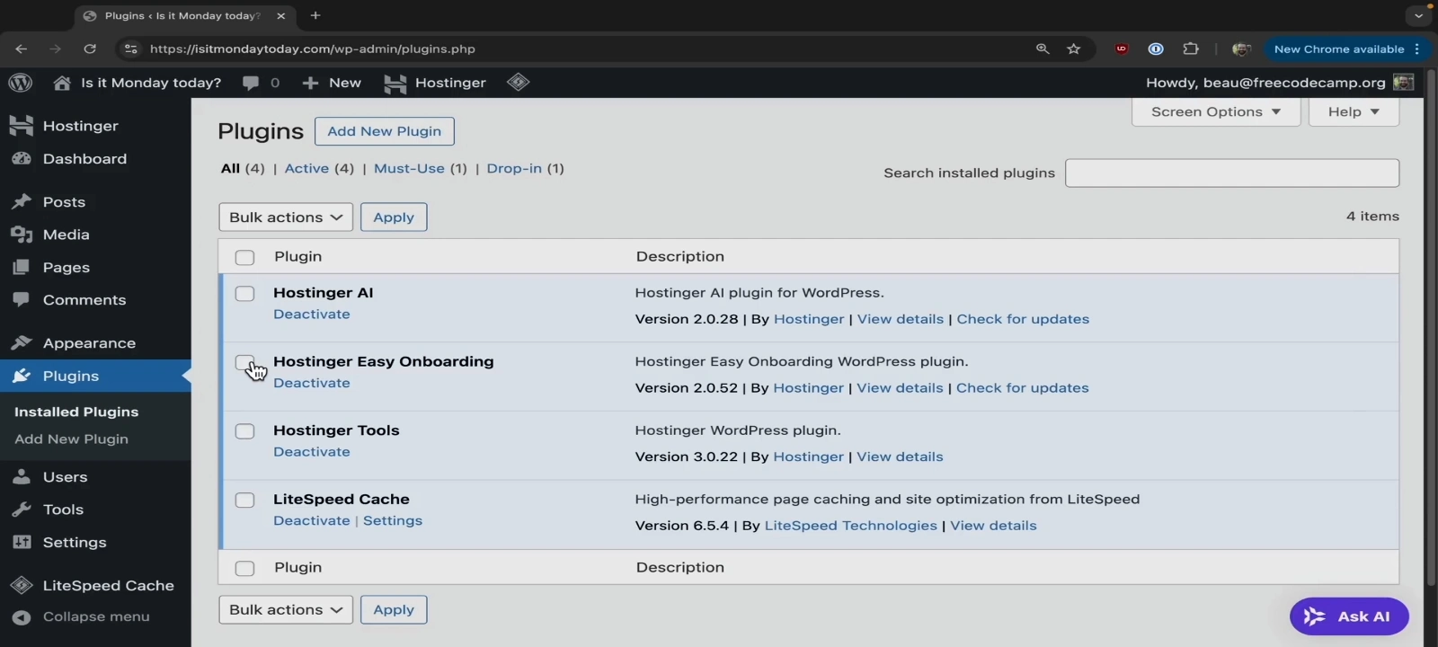 wordpress homepage screenshot