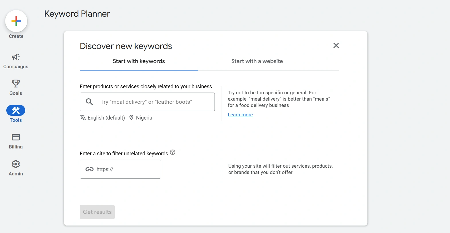 Keyword research concept with search terms and magnifying glass